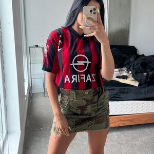 Red and Black Striped Soccer Jersey Milan